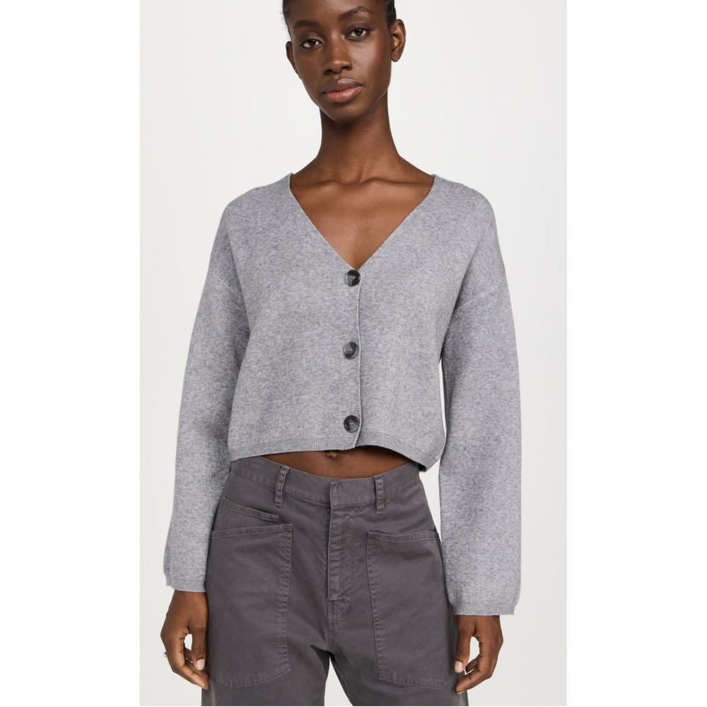 Z Supply Estelle Cardigan Gray Small Cropped Relaxed Fit Rayon Blend Stretch